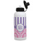 Pink & Purple Damask Aluminum Water Bottle - White Front