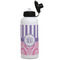 Pink & Purple Damask Water Bottles - Aluminum - 20 oz - White (Personalized)