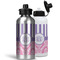 Pink & Purple Damask Aluminum Water Bottles - MAIN (white &silver)