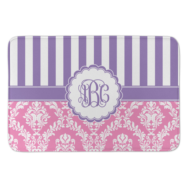 Custom Pink & Purple Damask Anti-Fatigue Kitchen Mat (Personalized)