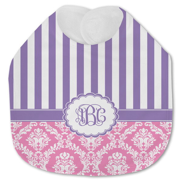Pink & Purple Damask Baby Bib - AFT closed