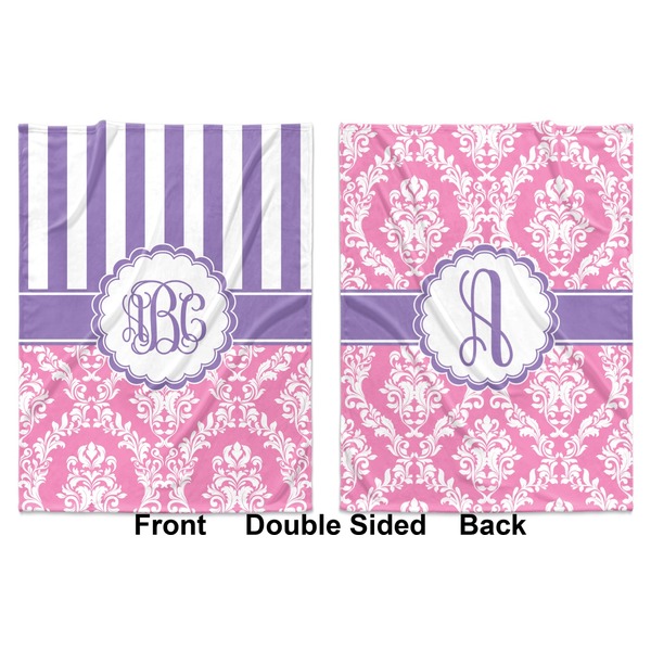 Pink & Purple Damask Baby Blanket (Double Sided - Printed Front and Back)