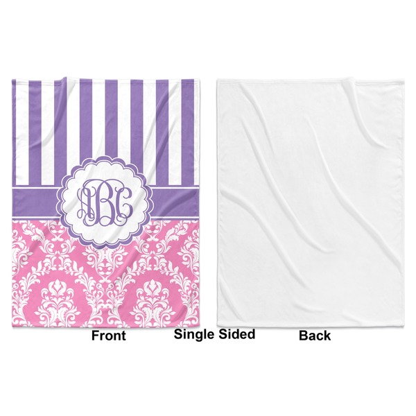 Pink & Purple Damask Baby Blanket (Single Side - Printed Front, White Back)