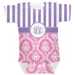 Pink & Purple Damask Baby Bodysuit 0-3 (Personalized)