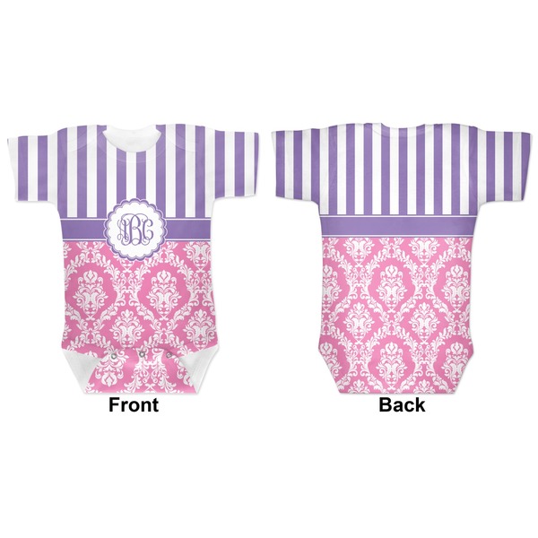 Pink & Purple Damask Baby Bodysuit Approval