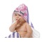 Pink & Purple Damask Baby Hooded Towel on Child