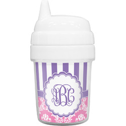 Pink & Purple Damask Baby Sippy Cup (Personalized)