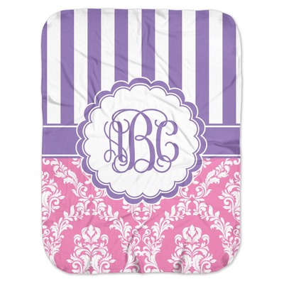 Pink & Purple Damask Baby Swaddling Blanket (Personalized)