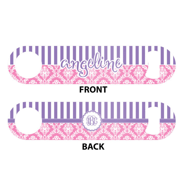 Pink & Purple Damask Bar Bottle Opener - White - Approval