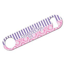 Pink & Purple Damask Bar Bottle Opener w/ Monogram