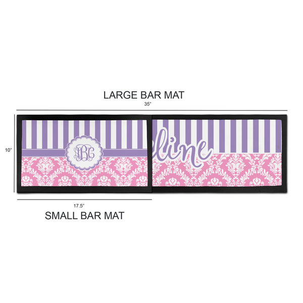 Pink & Purple Damask Bar Mats - Sizing Chart