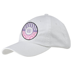 Pink & Purple Damask Baseball Cap - White (Personalized)
