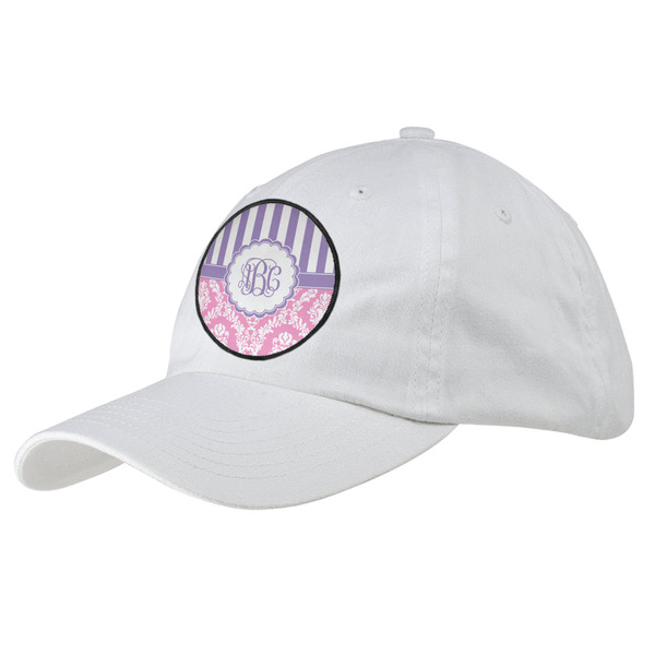 Custom Pink & Purple Damask Baseball Cap - White (Personalized)