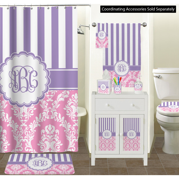 Pink & Purple Damask Bathroom Scene