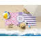 Pink & Purple Damask Beach Towel Lifestyle