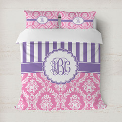 Pink & Purple Damask Duvet Cover (Personalized)