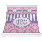 Pink & Purple Damask Comforter Set - King (Personalized)