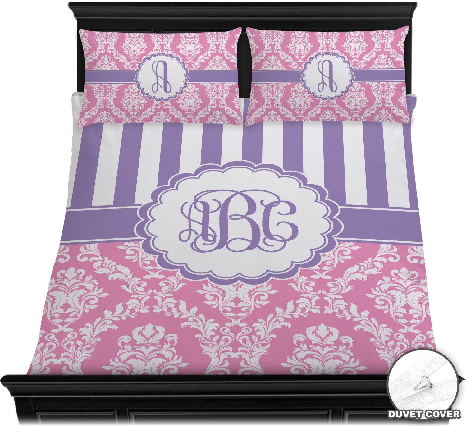 Pink Purple Damask Duvet Covers Personalized Youcustomizeit