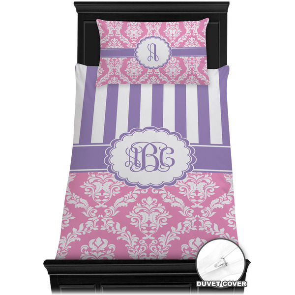 Pink & Purple Damask Bedding Set (TwinXL) - Duvet