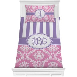 Pink & Purple Damask Comforter Set - Twin XL (Personalized)