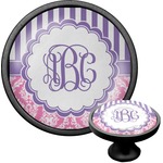 Pink & Purple Damask Cabinet Knob (Black) (Personalized)