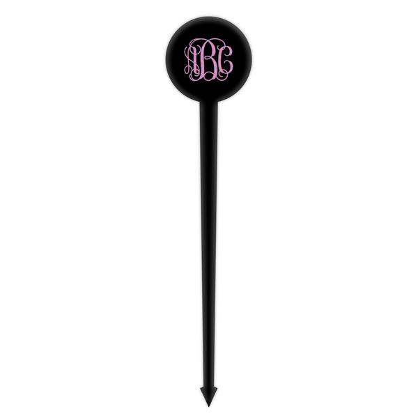 Pink & Purple Damask Black Plastic 4" Food Pick - Round - Single Pick