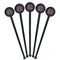 Pink & Purple Damask Black Plastic 7" Stir Stick - Round - Fan View
