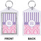 Pink & Purple Damask Bling Keychain (Front + Back)