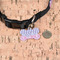 Pink & Purple Damask Bone Shaped Dog ID Tag - Small - In Context
