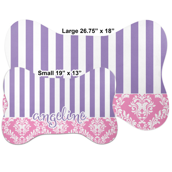 Pink & Purple Damask Bone Shaped Mat Comparison