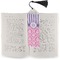 Pink & Purple Damask Bookmark with tassel - In book