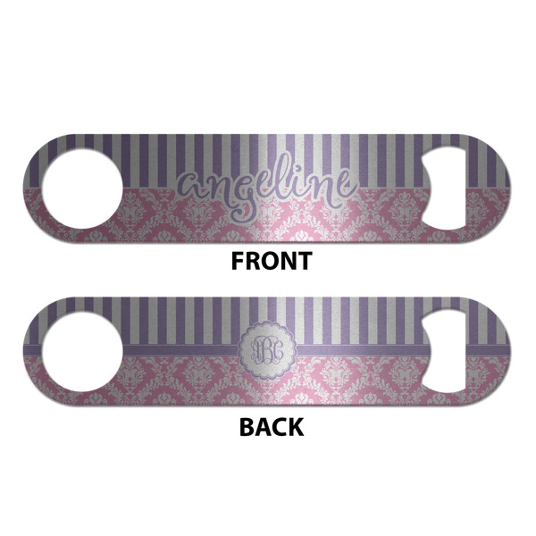 Pink & Purple Damask Bottle Opener - Front & Back
