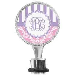 Pink & Purple Damask Wine Bottle Stopper (Personalized)