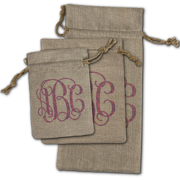 Pink & Purple Damask Burlap Gift Bags - (PARENT MAIN) All Three