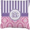 Pink & Purple Damask Burlap Pillow 16"