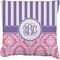 Pink & Purple Damask Faux-Linen Throw Pillow 16" (Personalized)