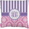Pink & Purple Damask Burlap Pillow 18"