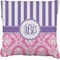 Pink & Purple Damask Burlap Pillow 22"