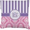 Pink & Purple Damask Faux-Linen Throw Pillow 20" (Personalized)