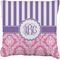 Pink & Purple Damask Burlap Pillow 24"