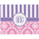 Pink & Purple Damask Woven Fabric Placemat - Twill w/ Monogram