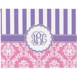 Pink & Purple Damask Woven Fabric Placemat - Twill w/ Monogram