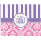 Pink & Purple Damask Woven Fabric Placemat - Twill w/ Monogram