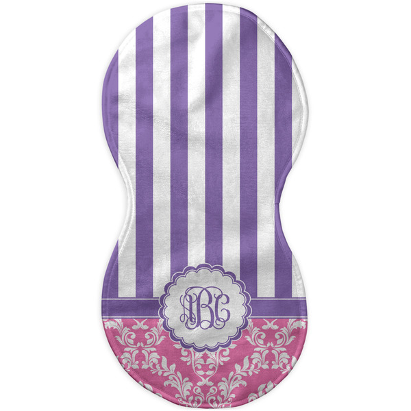 Pink & Purple Damask Burp Peanut Shaped Flat