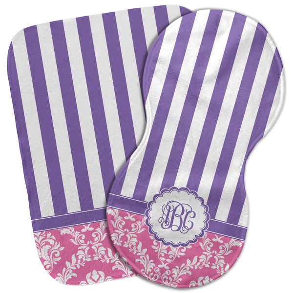 Custom Pink & Purple Damask Burp Cloth (Personalized)