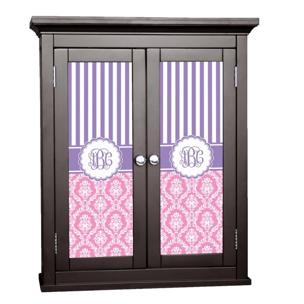 Custom Pink & Purple Damask Cabinet Decal - Medium (Personalized)