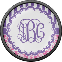 Pink & Purple Damask Cabinet Knob (Black) (Personalized)