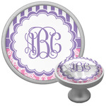 Pink & Purple Damask Cabinet Knob (Silver) (Personalized)