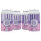 Pink & Purple Damask Can Cooler (12 oz) - Set of 4 w/ Monogram