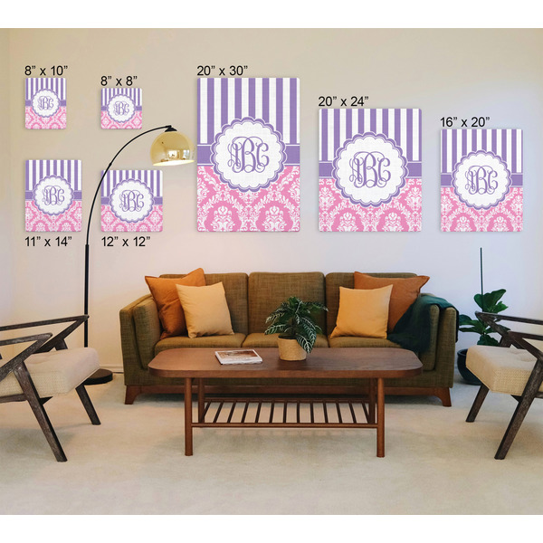 Pink & Purple Damask Canvas Prints - Multiple Sizes